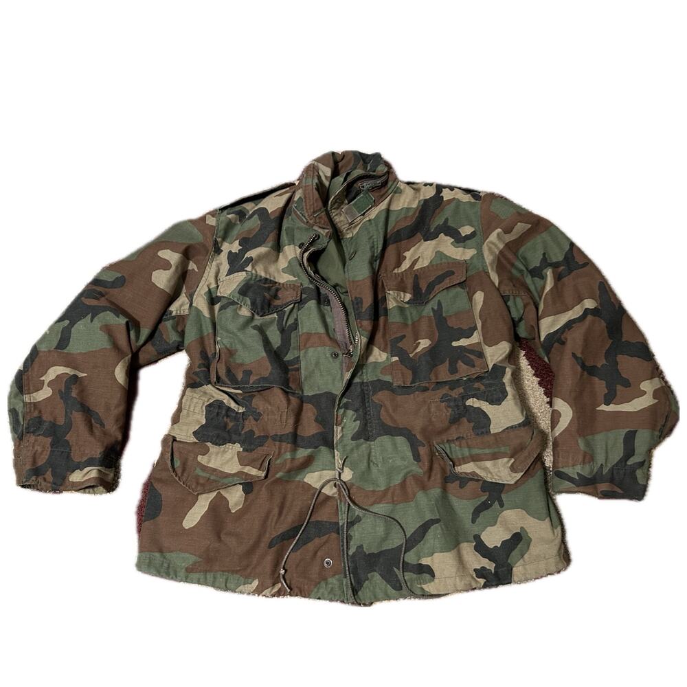 Vintage 1980s US Army Military Field Jacket Woodland Camo / Medium -